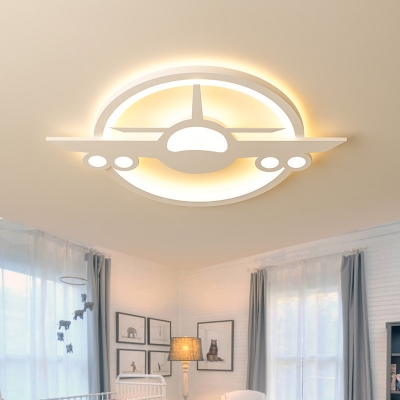 Cool Airplane LED Ceiling Mount Light Metal Colorful/White Flush Light in Warm/White for Boy Bedroom