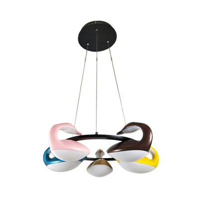 Creative Multi-Color Chandelier Third Gear/Stepless Dimming 5 Heads Acrylic Pendant Light for Bedroom