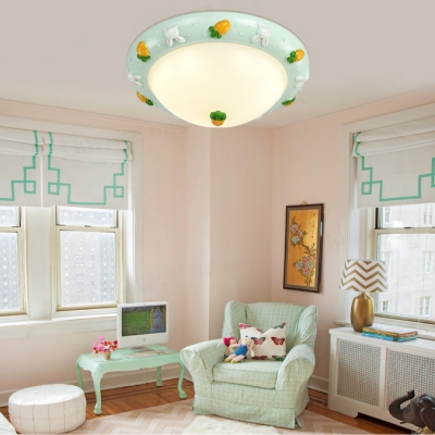 Dome Shade LED Flush Mount Light Cartoon Acrylic Ceiling Lamp in Warm/White for Game Room