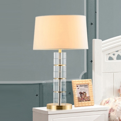 Elegant Style White Desk Light Tapered Shade 1 Light Fabric Plug In Reading Light for Study Room
