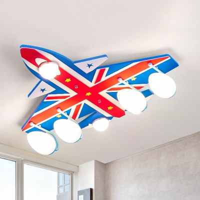 Eye-Caring Plane Ceiling Mount Light American Style Metal Flush Light in Warm/White for Child Bedroom