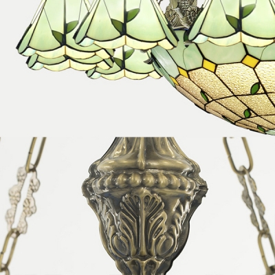 Glass Cone & Dome Chandelier 10/14/19 Lights Country Style Hanging Lamp with Mermaid for Living Room