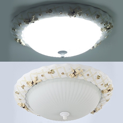 Glass Dome Shade Ceiling Light Nursing Room Modern LED Flush Mount Light with Bear in Warm/White