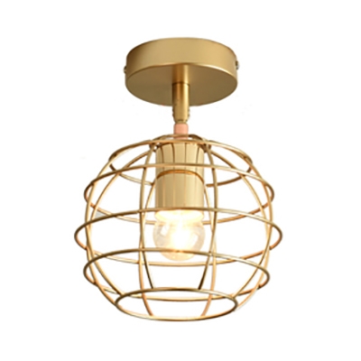 180°Rotatable Flush Mount Light Traditional Metal Ceiling Light in Gold for Hallway Bathroom