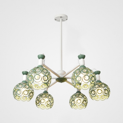 Hollow Sphere Shade Chandelier 5/6/8 Lights Nordic Style Metal Pendant Lamp for Villa Hotel
