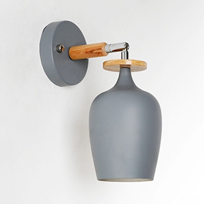 Kitchen Cup Rotatable Wall Sconce Metal 1 Light Simple Style Macaron White/Green/Gray Wall Light