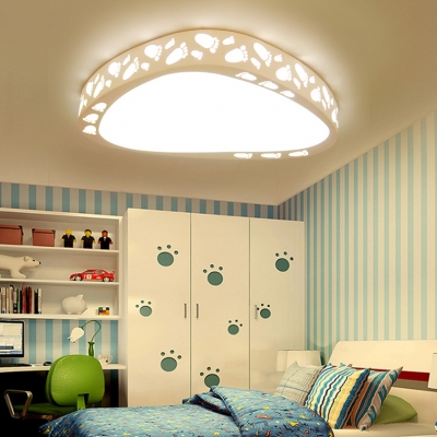 Little Feet Bedroom Ceiling Lamp Acrylic Kids Black/White LED Flush Ceiling Light in Warm/White