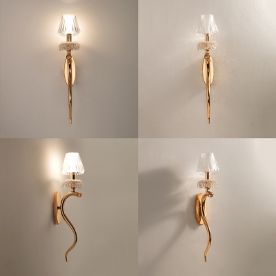 Metal Crystal Tapered Shade Wall Sconce Bedroom 1 Light Elegant Style Wall Lighting in Gold