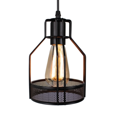 Metal Mesh Pendant Lamp 3 Lights Vintage Style Ceiling Light in Black for Dining Room