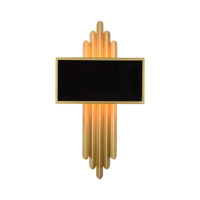 Metal Rectangle Wall Light 2 Lights Contemporary Sconce Light in Gold for Foyer Restaurant