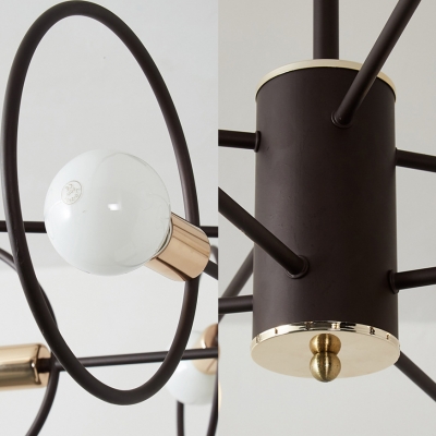 Metal Ring Pendant Light 6/8/12 Lights Creative Hanging Lamp in Black for Bedroom Study Room