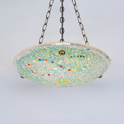 Mosaic Multi-Color Inverted Chandelier Domed Shade 5 Lights 19.5 Inch Glass Pendant Light for Dining Room