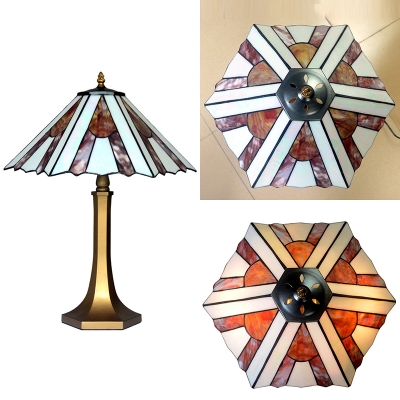 Multi-Color Craftsman Desk Light Two Lights Tiffany Vintage Stained Glass Table Lamp for Bedside Table