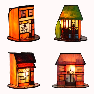 

Multi-Color House Desk Light 1 Light Tiffany Creative Glass Table Light for Living Room Study Room, Green;orange;pink;red, HL537777