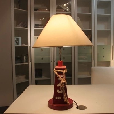 Nautical Style Buoy LED Desk Light 1 Light Wood Study Light in Red/White for Dormitory