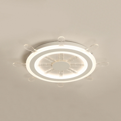 Nautical Style Rudder Ceiling Light Acrylic LED Flush Mount Light in Warm White/White for Teen
