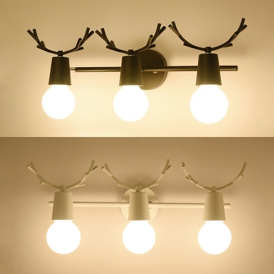 Nordic Style Black/White Wall Light Antlers 3 Lights Metal Sconce Light for Dining Room Foyer