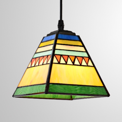 Restaurant Craftsman Suspension Light Stained Glass Tiffany Style Rustic Hanging Light