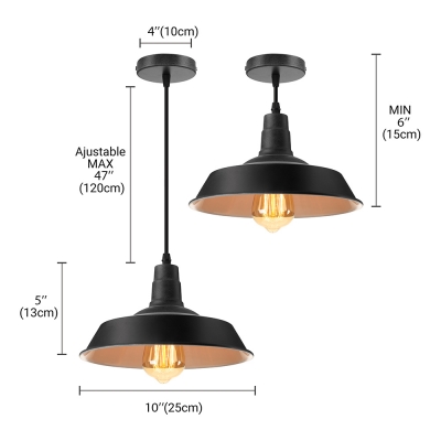 Simple Old Black 1 Light LED Hanging Pendant Lamp