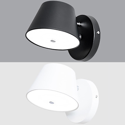 Simple Style Black/White Wall Light Tapered Rotatable Metal Sconce Light in Warm for Hallway