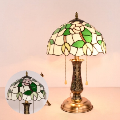 Stained Glass Blossom Desk Light Two Lights Antique Tiffany Table Lamp for Restaurant Cafe