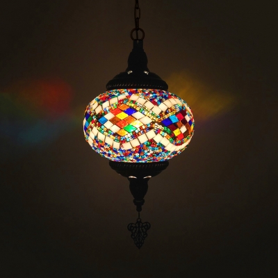 1/6 Pack Cafe Lantern Hanging Light Stained Glass 1 Light Mosaic Suspension Light(not Specified We will be Random Shipments)