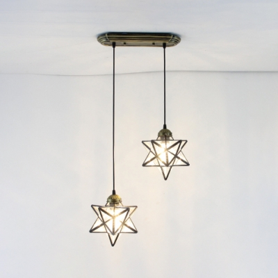 2/3 Heads Star Pendant Light Tiffany Style Glass Hanging Light in White for Hallway Balcony