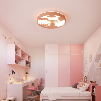 Acrylic Cartoon Girl Ceiling Mount Light Child Bedroom Nordic Style Pink/White LED Ceiling Lamp in Warm/White