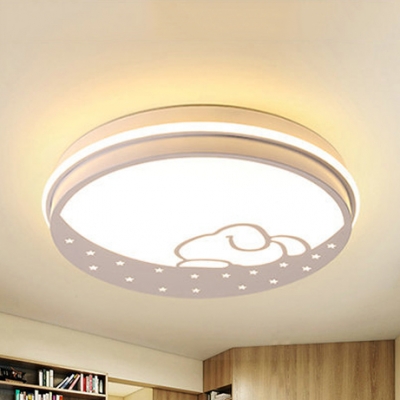 Acrylic Rabbit Moon Flushmount Light Child Bedroom Lovely Stepless Dimming/Third Gear/White Lighting LED Ceiling Fixture