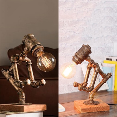 Antique Style Robot Desk Light Metal 1 Light Bronze Reading Light for Cafe Restaurant