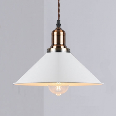 Antique Style White Pendant Lamp with Shade One Light Metal Suspension Light for Cloth Shop