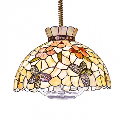 Bloom/Butterfly Dining Table Pendant Light 16 Inch Shell Rustic Style Hanging Light in Beige
