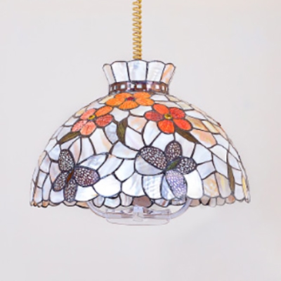 Bloom/Butterfly Dining Table Pendant Light 16 Inch Shell Rustic Style Hanging Light in Beige