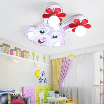 Cartoon Cute Animal LED Flush Mount Light Wood Ceiling Light for Nursing Room Bedroom