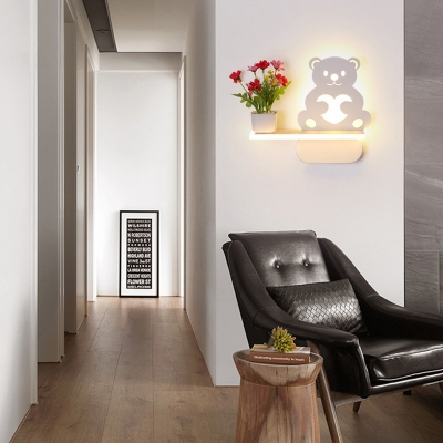 Contemporary Animal/Plant Wall Light Acrylic White LED Sconce Light with Vase for Child Bedroom