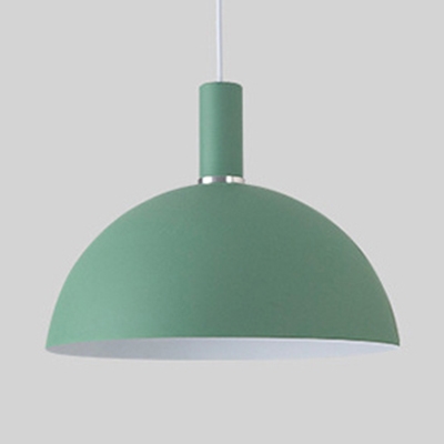 Contemporary Candy Colored Pendant Light with Bowl Shade 1 Light Metal Hanging Lamp for Bedroom