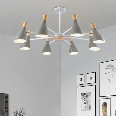 Creative Bottle Chandelier 8 Lights Metal Ceiling Lamp in White/Gray/Green/Pink for Hotel