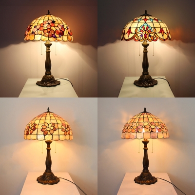 Flower/Hollow/Magnolia/Victorian Desk Light Stained Glass 2 Lights Tiffany Rustic Table Light for Cafe