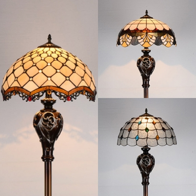 Glass Bead/Clear/Mediterranean Floor Lamp Tiffany Antique Style Standing Light for Bedroom