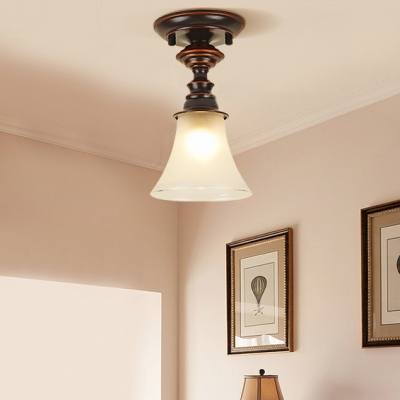 Hallway Bell Shade Ceiling Mount Light Frosted Glass 1 Light Vintage Style Ceiling Lamp
