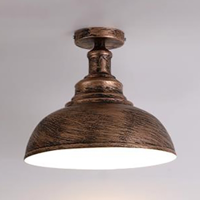 Industrial Semi Ceiling Mount Light Dome Shade One Head Metal Ceiling Lamp for Hallway