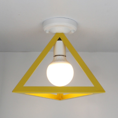 One Head Triangle Ceiling Mount Light Macaron Metal Ceiling Lamp in Blue/Green/Red/Yellow for Corridor