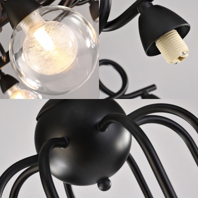 Industrial Orb Shade Chandelier 6/8 Lights Metal Pendant Light in Black for Living Room