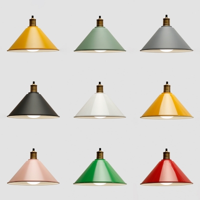 Macaron Loft Cone Hanging Light 1 Light Metal Multi Color Choice Suspension Light for Restaurant
