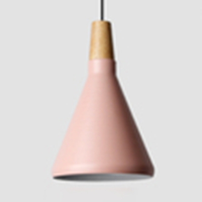 Metal Conical Pendant Lamp Restaurant One Light Contemporary Hanging Light in Black/Gray/Pink/White