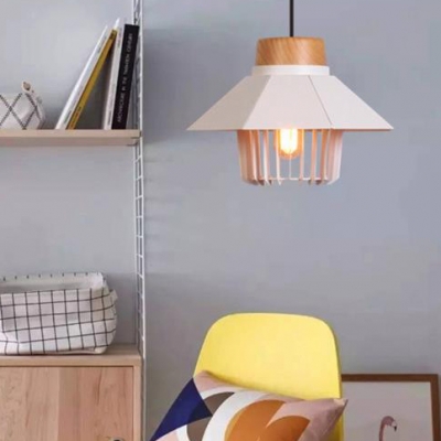 Metal House Shade Pendant Light 1 Light Nordic Style Hanging Light in Black/Blue/White/Yellow for Bedroom