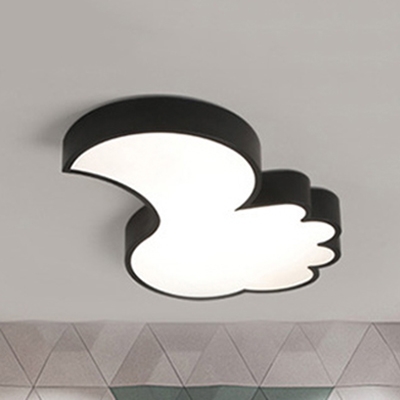 Metal Thumb Flush Mount Light Modern Black/White LED Ceiling Lamp in Warm/White for Baby Bedroom