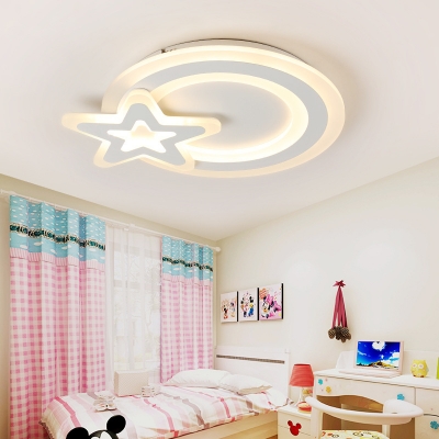 Modern Star LED Ceiling Mount Light Third Gear Dimming/Warm/White Lighting Ceiling Fixture for Bedroom