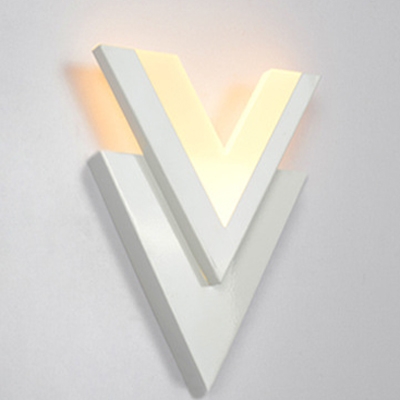 Modern V Shape Sconce Light Acrylic Black/White LED Wall Lamp in Warm for Adult Kid Bedroom