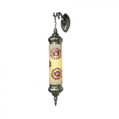 Moroccan Mosaic Tube Hanging Wall Light Stained Glass 1 Light Sconce Wall Lamp for Hotel Cafe